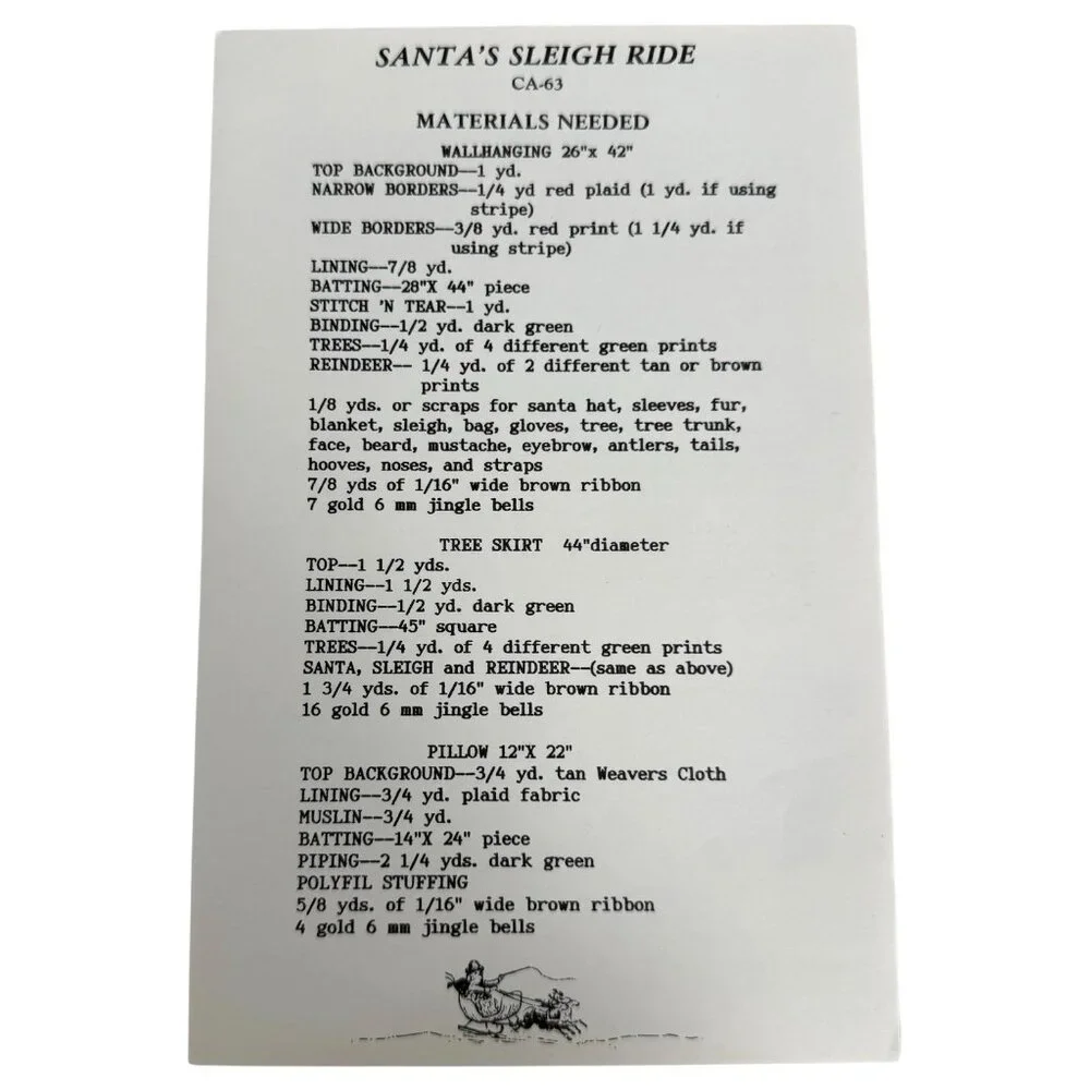 Santa's Sleigh Ride Christmas Tree Skirt Pattern Country Applique Quilt‎ Pillow